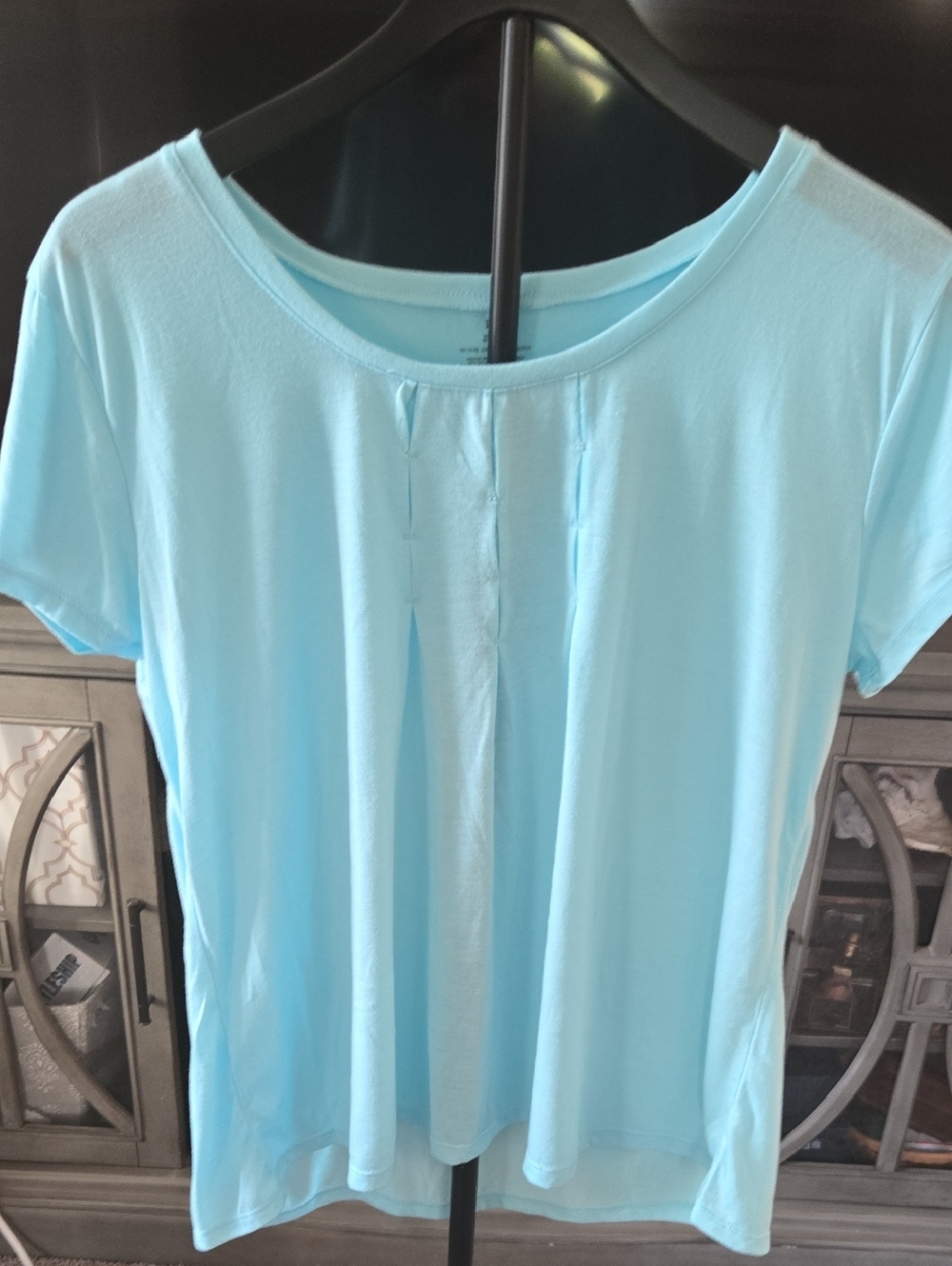 PINK Victoria's Secret Sky Blue Short Sleeve Pleated Tee